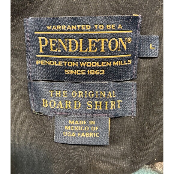 NWOT Pendleton Original Board Shirt BLUE Surf Plaid Beach Boys Virgin Wool-L - Picture 4 of 10